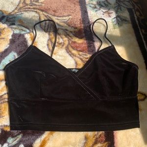 velvet surplice cropped cami top